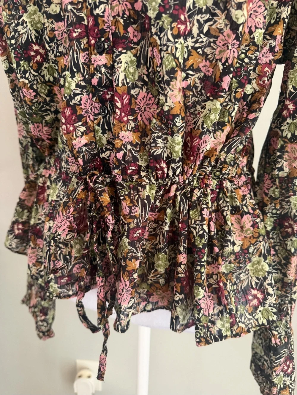 NWT Free People Daybreak Floral Print Long Sleeve Shirt Size Large